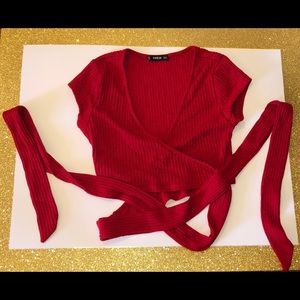 Red Tie Up Crop Top
